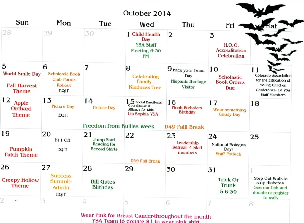Young Scholars Academy 10-14 Calendar