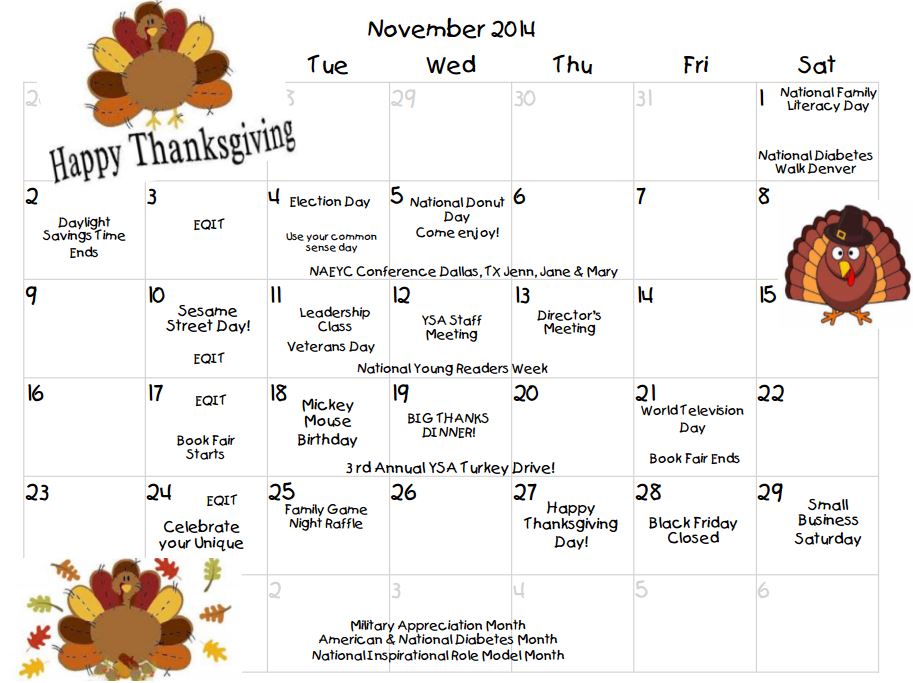 Young Scholars Academy 11-14 Calendar