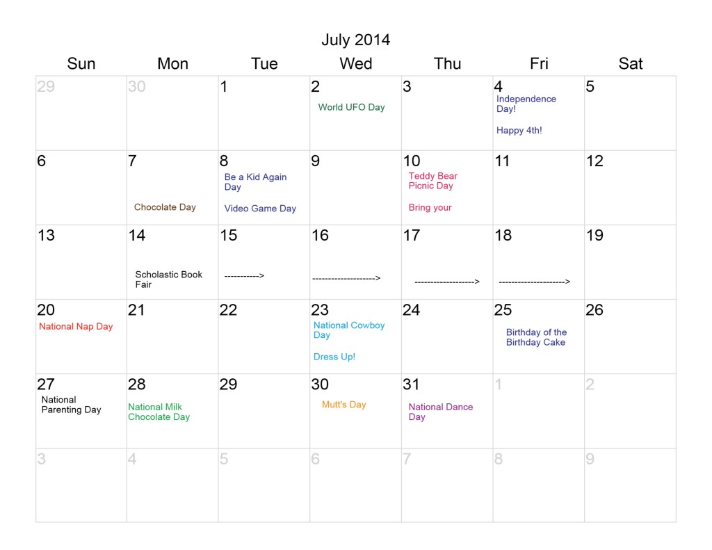Young Scholars Academy 07-14 Calendar